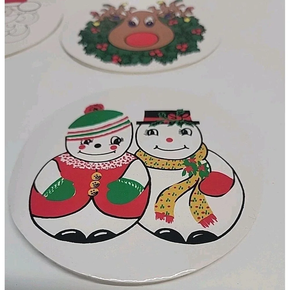 Vtg 90s Set Of 4 Christmas Coasters‎ 4